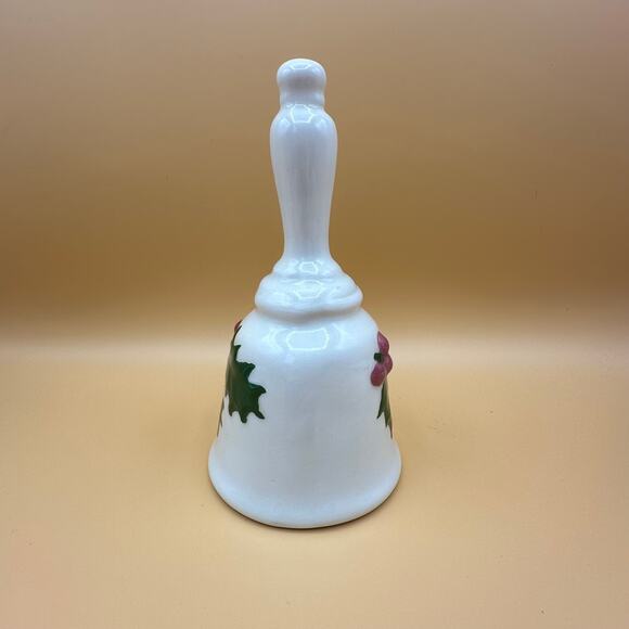 Vintage Christmas Bell Ceramic Mistletoe Holly Leaf Appx 6" tall - Picture 4 of 6